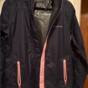 Vineyard Vines Navy and Pink Rain Jacket